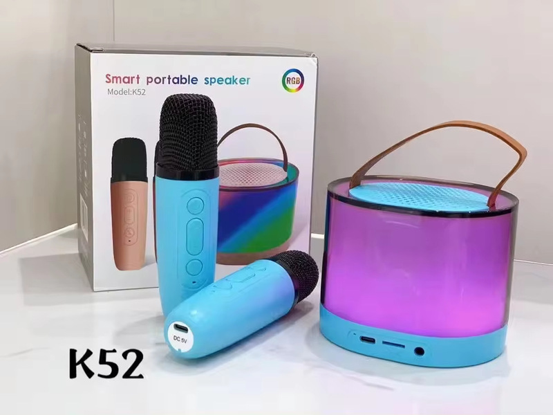多平台在销优品便携式蓝牙音响户外无线K歌带话筒麦克风家庭ktv音|undefined