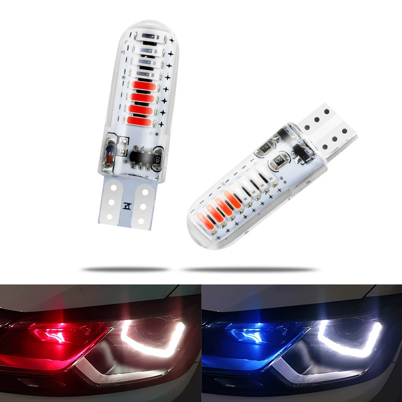 Трансграничный завод светодиодный маленький свет двухцветный вспышка силиконовый T10 4014 16SMD автомобильный светодиодный широкий свет номерной прожектор