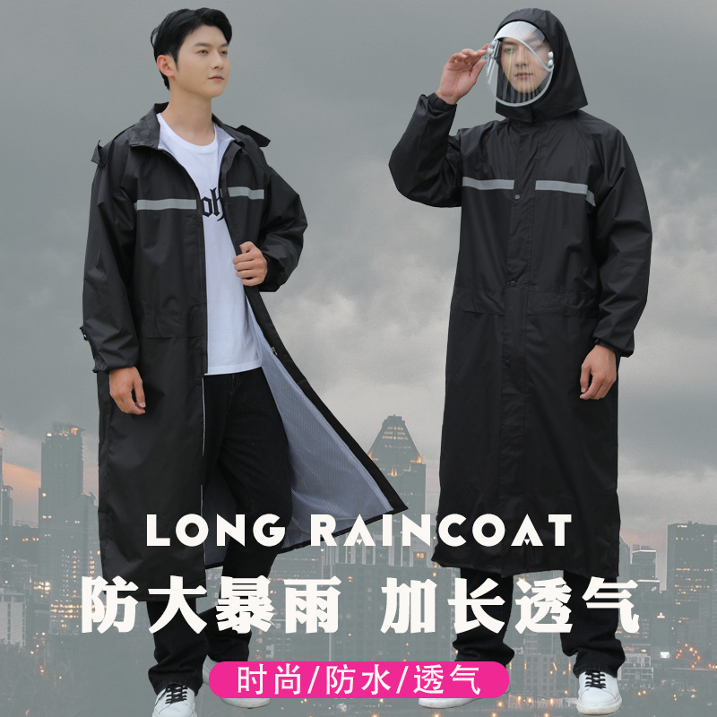 Long Reflective Raincoat for Adults, Thickened and Extended, Full-Body Protection Against Heavy Rain, Outdoor Workwear, Windbreaker, Rain Poncho