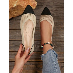 W 81189 Knitted Flat Shoes ƴɫ�U��ƽ��Ь ���R�d�羳�W��