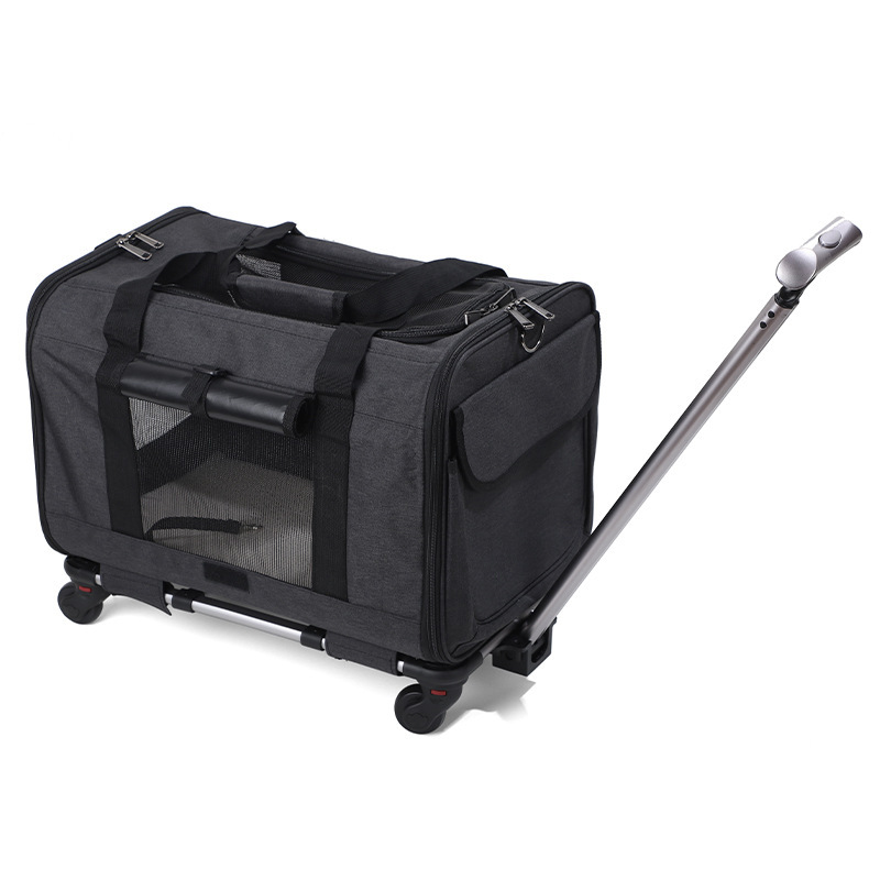 Transportín para gatos, carrito para mascotas para exteriores, jaula plegable y transpirable para mascotas, caja de transporte tipo bandolera para perros