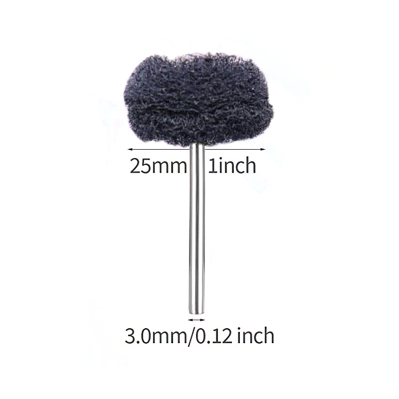 Cabeza de pulido de tela de estropajo Mini cepillo con mango Rueda de pulido en forma de T Cabeza de pulido de fibra de nailon Cabeza de pulido eléctrico 2.35/3 mango