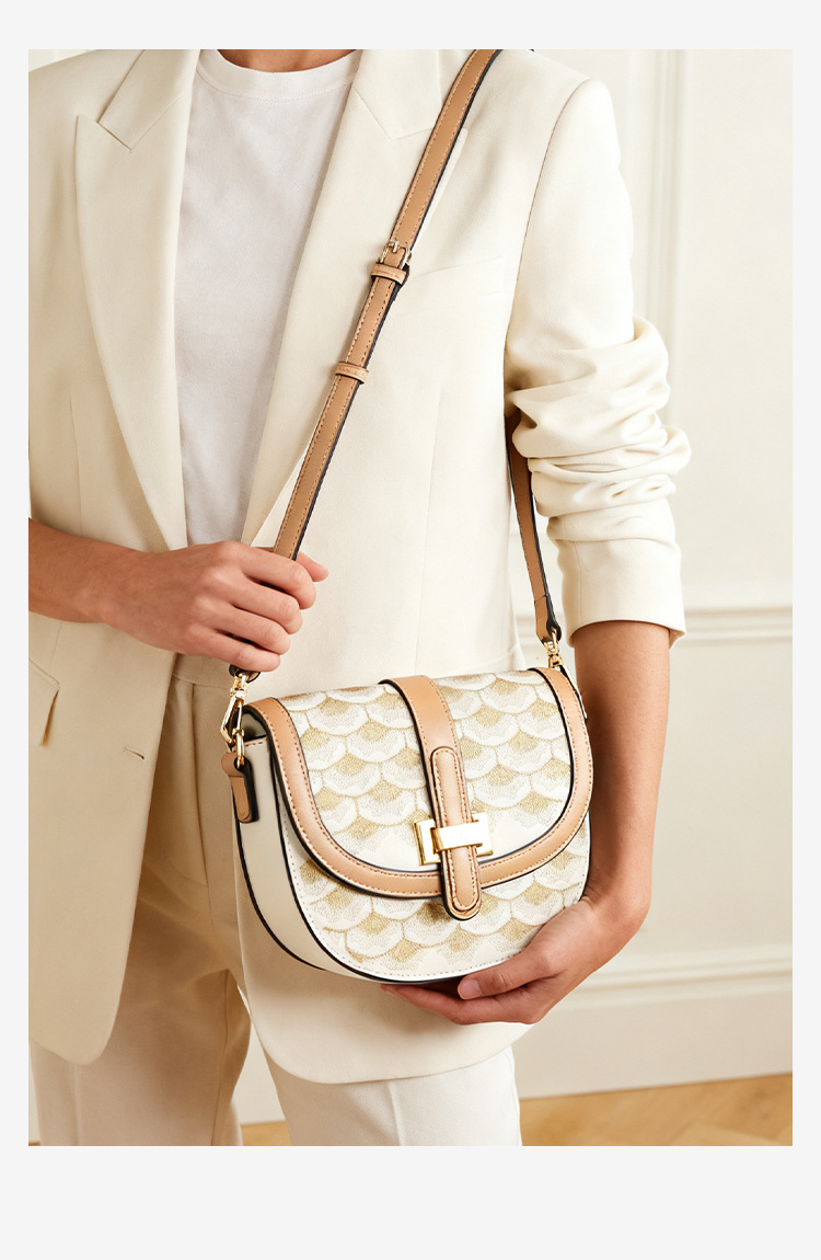 Túi đeo chéo hình bán nguyệt nữ phong cách retro cổ điển, thiết kế yên ngựa thời trang, đa năng cầm tay hoặc đeo vai chi tiết 9