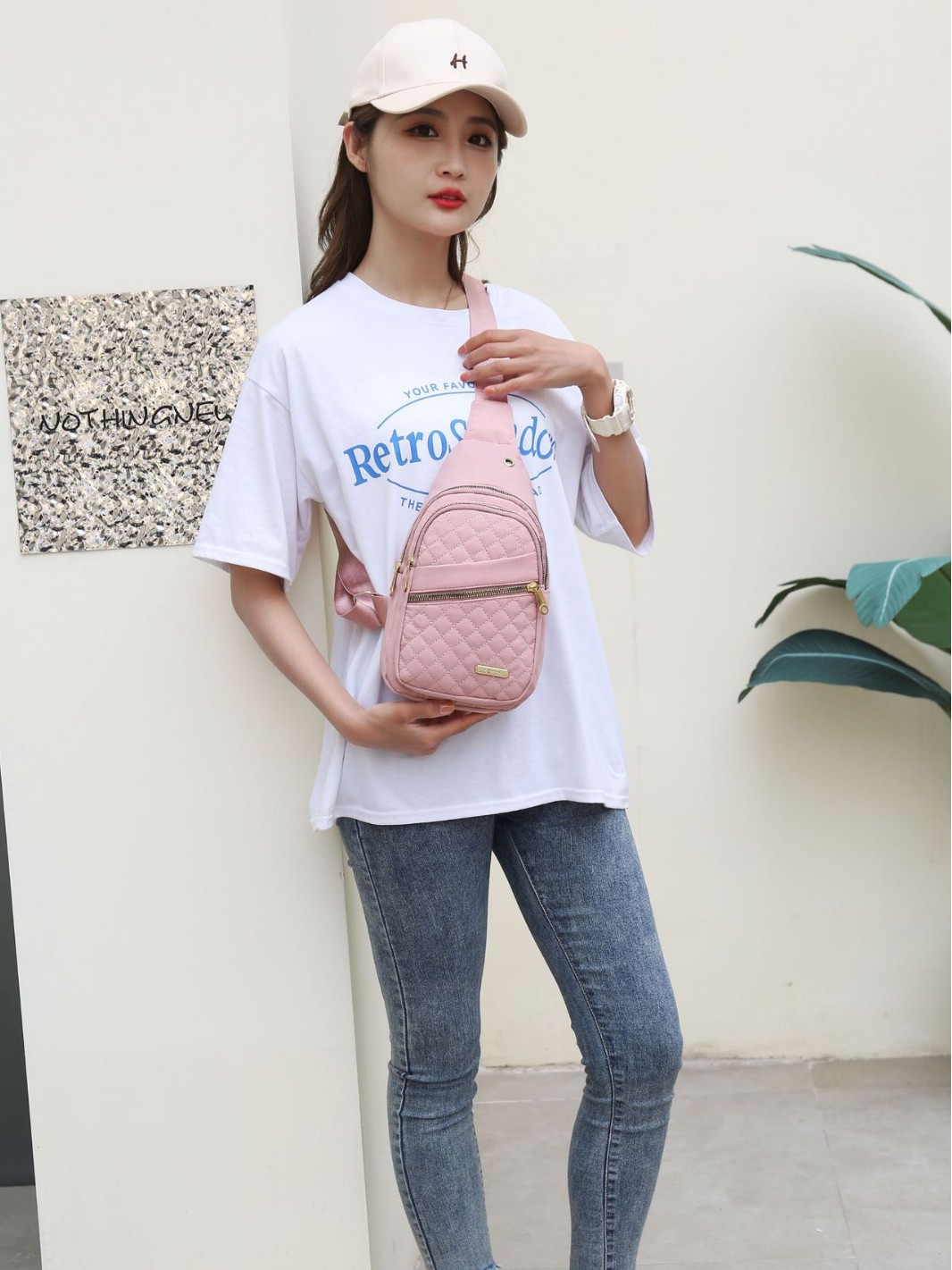 Bolso de pecho para mujer estilo coreano simple bordado multicapa gran capacidad para uso al aire libre