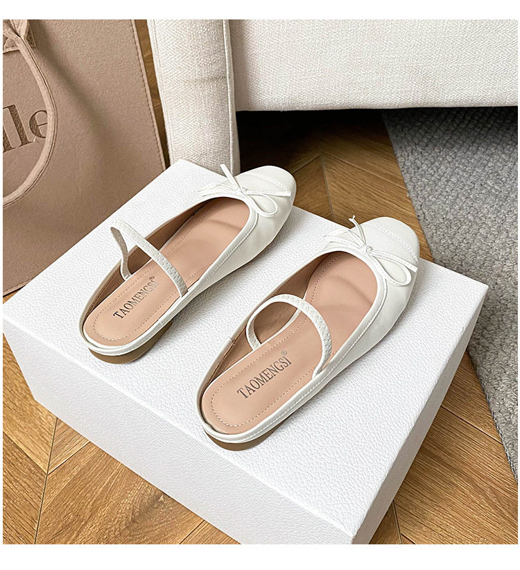 Dép bệt nữ mũi vuông bít mũi thắt nơ, đế cao 3–5 cm — Màu bạc, Màu hồng, Màu trắng, Màu đen chi tiết 34