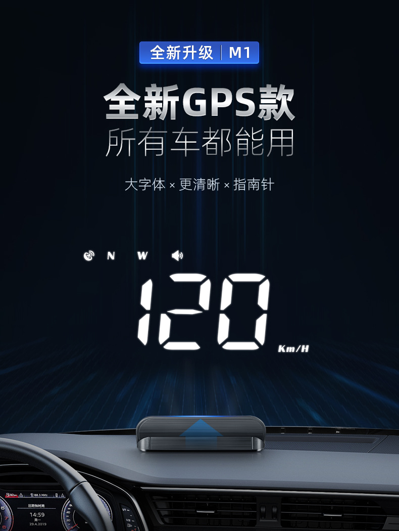 Car HUD head-up display GPS vehicle speed display wireless new energy vehicle multi-function instrument projector