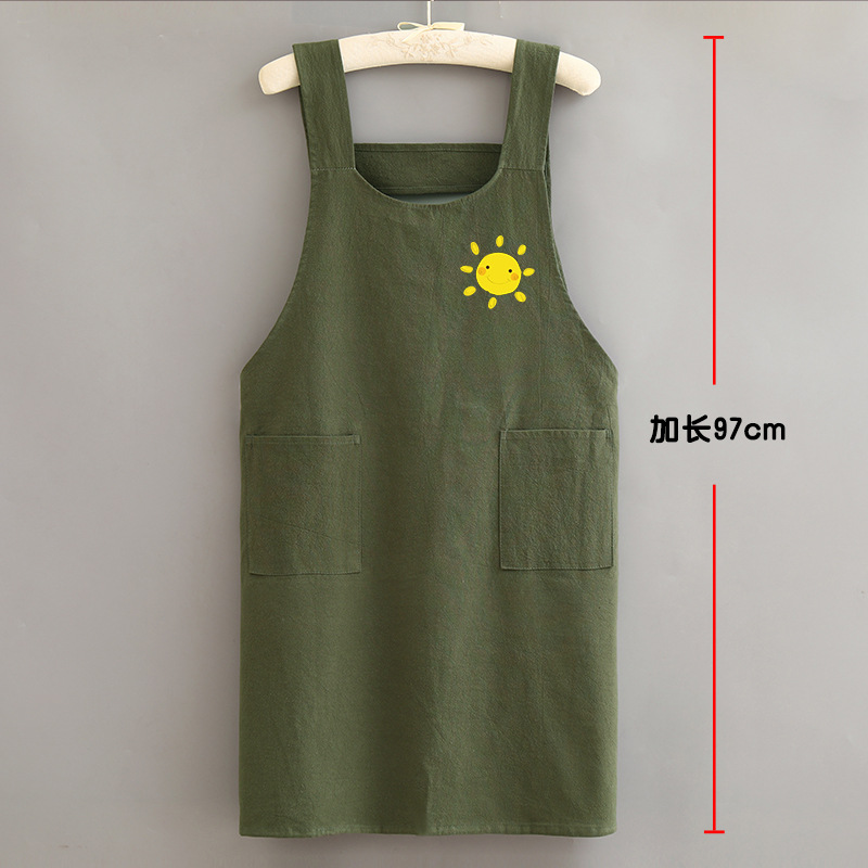 Delantal de algodón puro 2023 nueva cocina doméstica antiincrustante transpirable de manga larga ropa de trabajo de mujer cintura para adultos