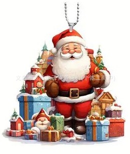 Navidad Santa Claus colgante transfronterizo nuevo acrílico plano colgante espejo retrovisor colgante joyas de fiesta