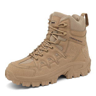 Factory Direct Sales Cross-Border New Men's Large Size High-Top Outdoor Breathable Non-Slip Wear-Resistant Combat Boots Anti-Puncture Military Boots