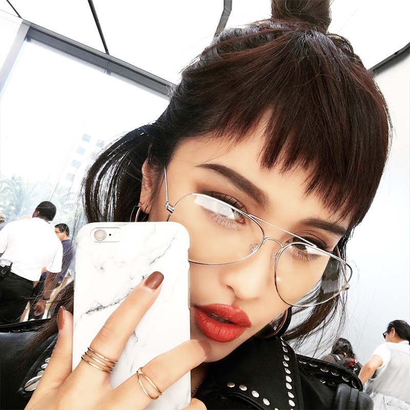 Clásico retro artístico anti-azul gafas de luz moda europea y americana moda Rana gafas personalidad ins estilo gafas lisas 7026