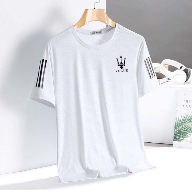 夏の男性の氷糸半袖tシャツ男性のゆるい丸首半袖tシャツの大きいサイズはシンプルで、速乾性の上着に合わせています。|undefined