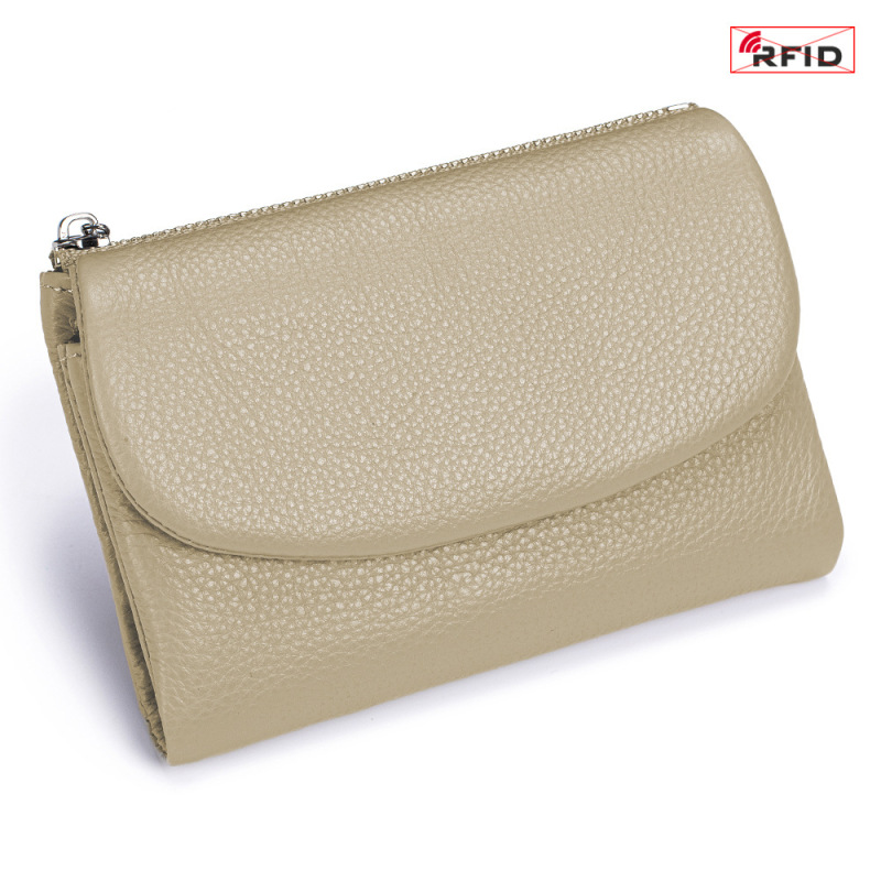本革ショートウォレット RFID ファッション ソフトレザー質感 ハンドバッグ 女性用 大容量収納バッグ 一層牛革財布|undefined