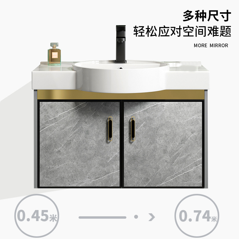 Mueble de baño de aluminio de espacio combinación baño lavabo de pared pequeño apartamento lavabo de cerámica balcón mesa de lavado