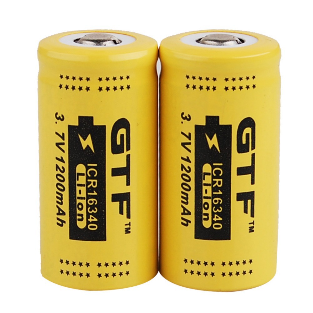 GTF  2 件 Cr123a 3.7V 1200mAh 16340 保护锂离子充电电池