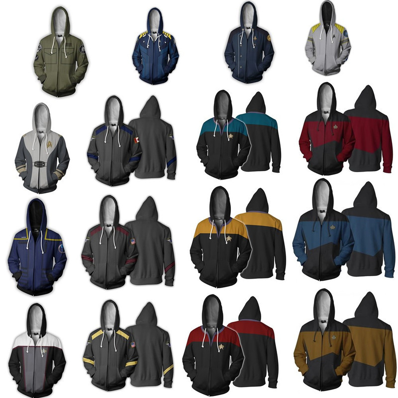 New Star Trek Digital Printed Zipper Cardigan Hooded Sports Jacket Cosplay Peripheral Sweatshirt