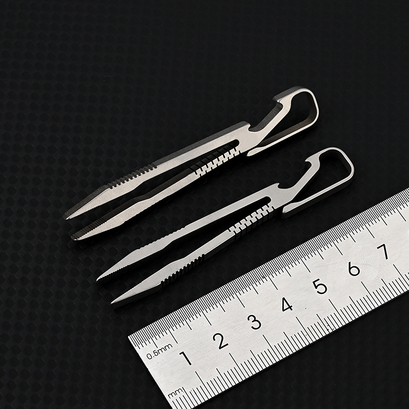 TC4 Titan-Stahl-Pinzette Multifunktional mit Schnappverschluss Korkenzieher CNC-gefräste Clips EDC Outdoor-Werkzeug – Detail 33