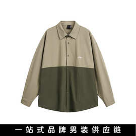 悟俗男装2025秋季新品户外防泼水速干微撞色拼接衬衫男女宽松衬衣