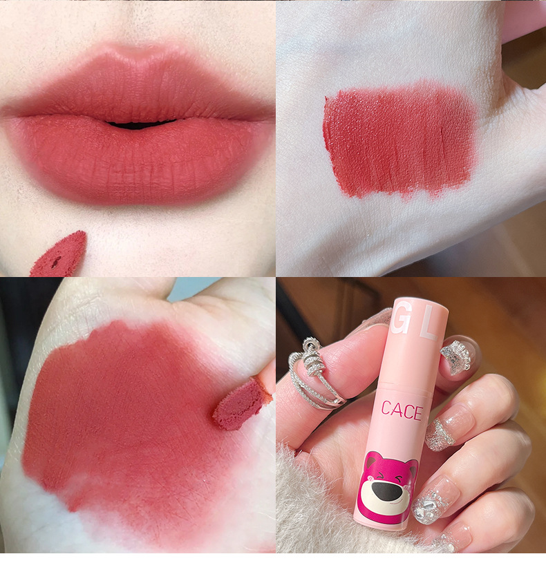 CACE Berry Bear Matte Lip Gloss 6-color versatile color matching Velvet smooth and light, no burden. One-piece consignment of lipstick undefined