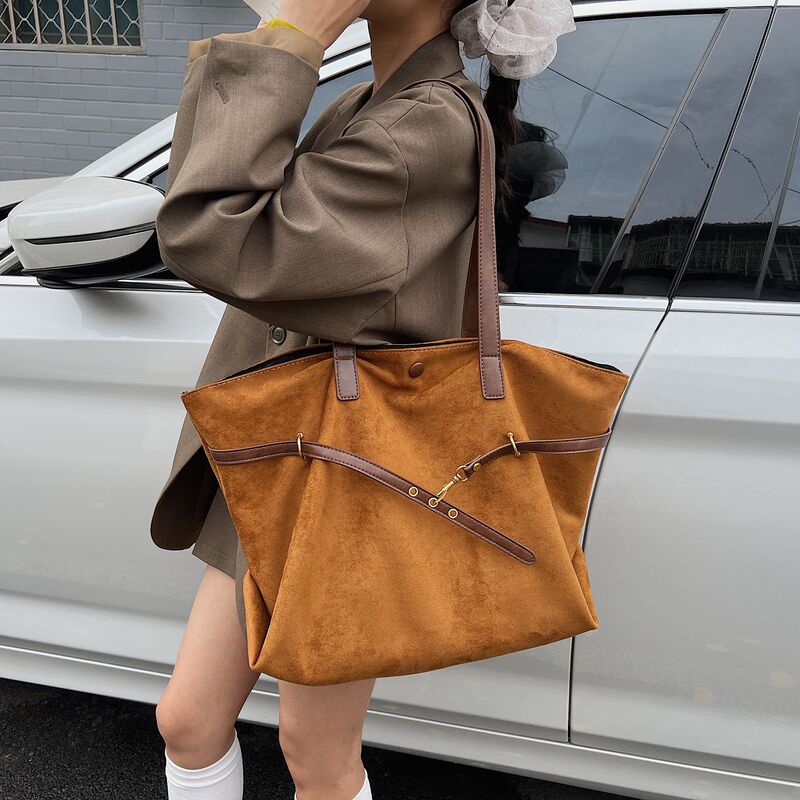 大容量托特包包女2025新款秋冬复古麂皮绒时尚百搭通勤单肩托特包|undefined
