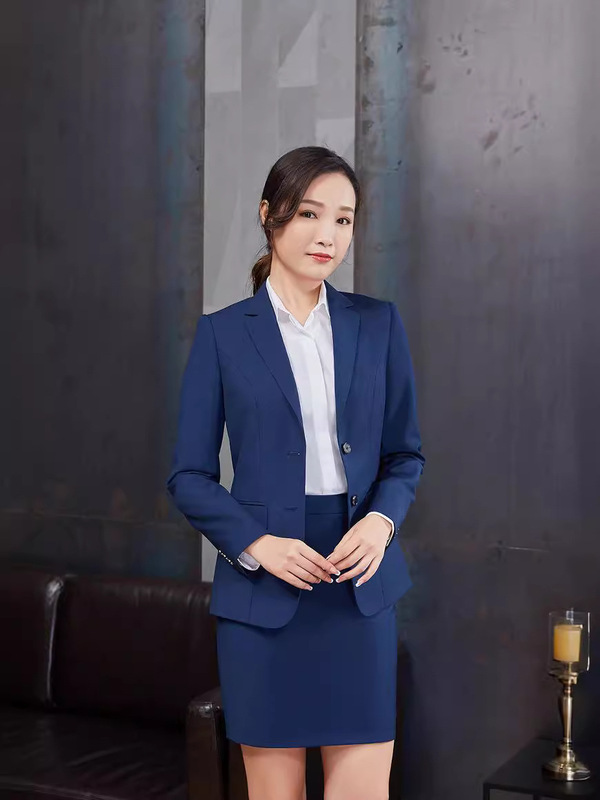 宝の青いスーツのスーツの女性の春秋職業の服装の女性のファッションのスーツの女性のズボンの小さいスーツのコートの女性のスーツ|undefined