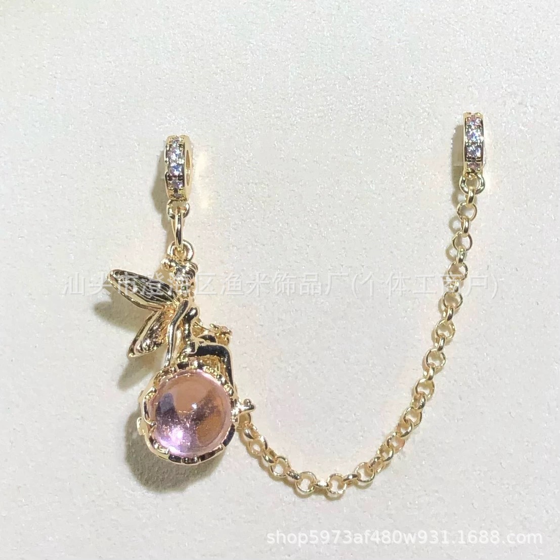14K Gold-Plated Crystal DIY Accessories Fairy Goddess Pendant Spacer Beads Chain Bracelet Necklace with Chinese Style Jewelry Beads