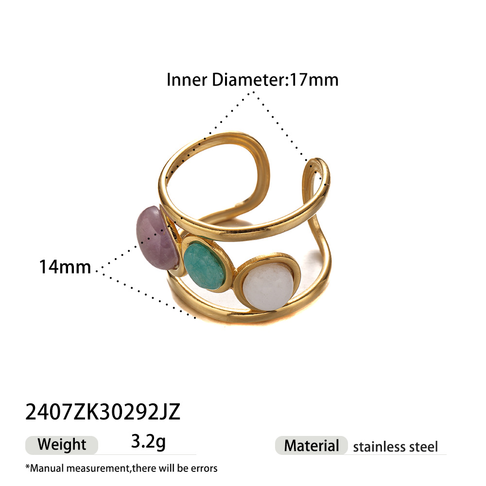 Taena Europa y América 18k oro alto color acero inoxidable anillo diseño de nicho viento de piedra natural transfronteriza anillo