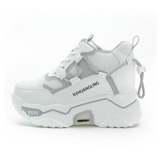 Torre Shoes Women's 2021 Spring and Summer New Korean-style ins Fashionable Height-raising Flat Mesh Sneakers Women's White Shoes