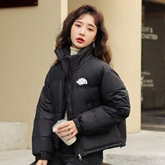 跨境北家女士休闲经典高腰短款肯豆服外套加厚保暖秋冬季立领棉衣