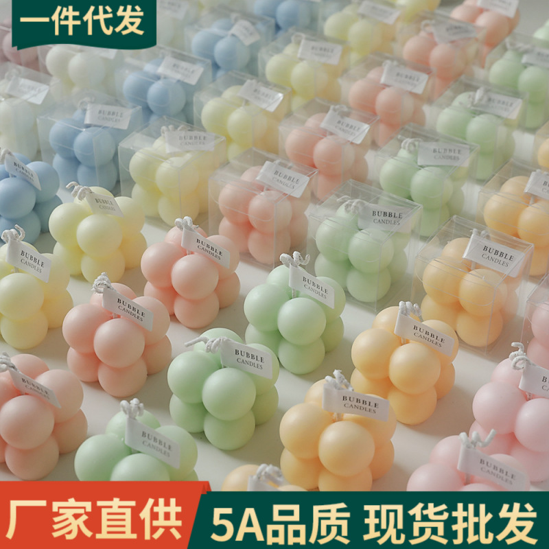 Pequeño cubo vela de aromaterapia venta al por mayor regalo de cumpleaños hecho a mano burbuja forma vela Linda fragancia vela