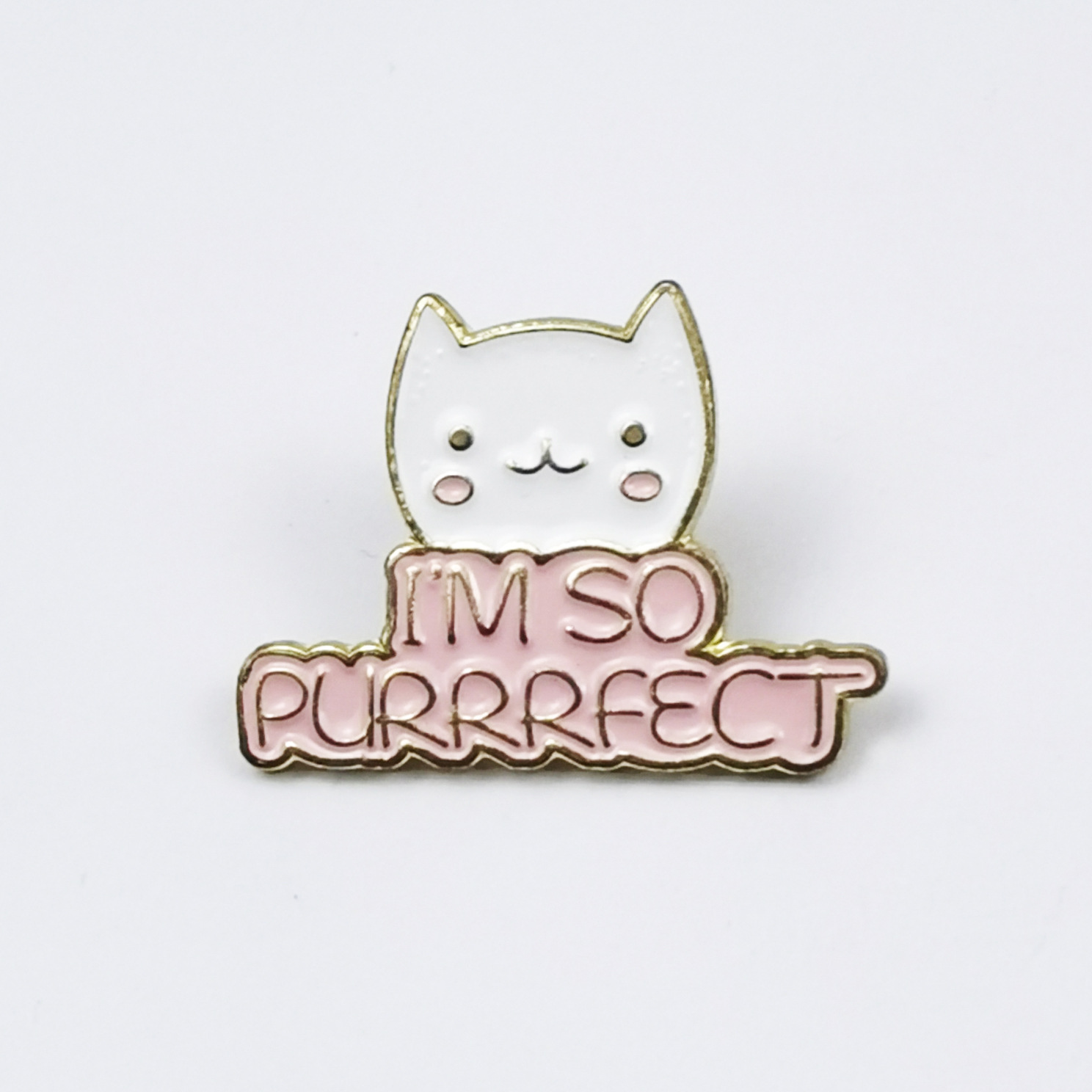 Broche de gatito de dibujos animados transfronterizo, accesorios personalizados con letras en inglés, pines decorativos para tops y mochilas.