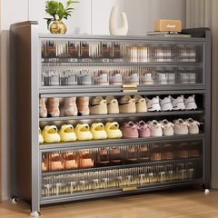 スチール製の巨大な厚い靴棚の棚の多層家庭用防塵靴棚の入り口の玄関に入る大容量の収納靴棚