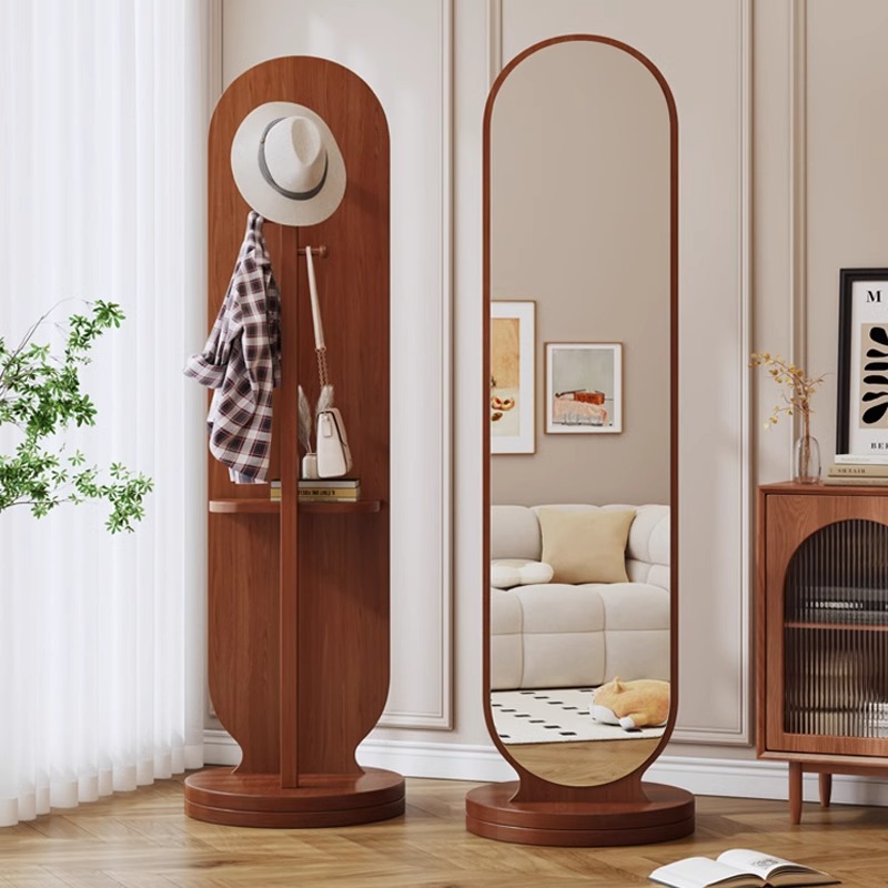 Espejo de prueba dormitorio de niñas dormitorio móvil percha de ropa todo el cuerpo espejo de suelo espejo de vestir giratorio doméstico