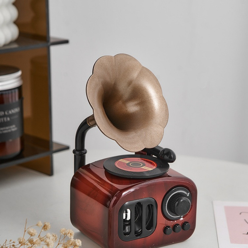 Adornos de gramófono retro americano, objetos antiguos nostálgicos, estantería de música pequeña, caja de música de escritorio, decoración del hogar