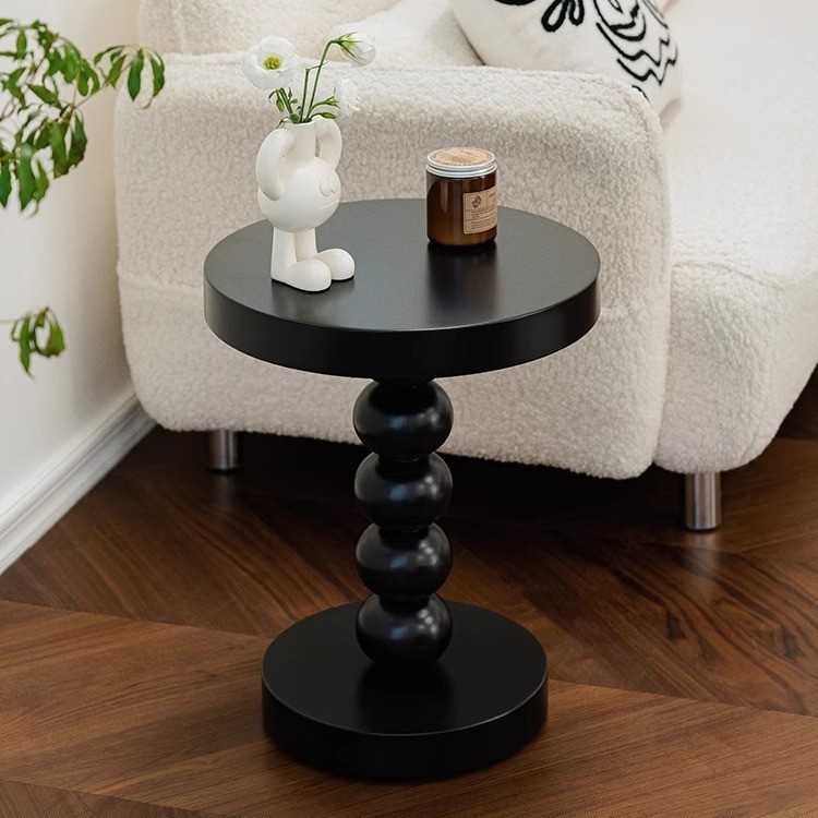 Solid Wood Sofa Side Table Bedside Storage Rack Small Round Table Coffee Table Wabi-Sabi Style Small Table Corner Table Side Table Small Balcony Table