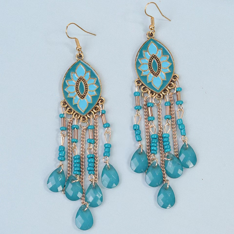 Ethnic Style Jewelry Retro Elegant Tassel Earrings Women's All-match Personality Bohemian Style Long Earrings
