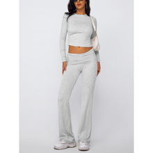 L 43192 Solid Color Top Pants Set ��ɫ���䳤�������׿羳