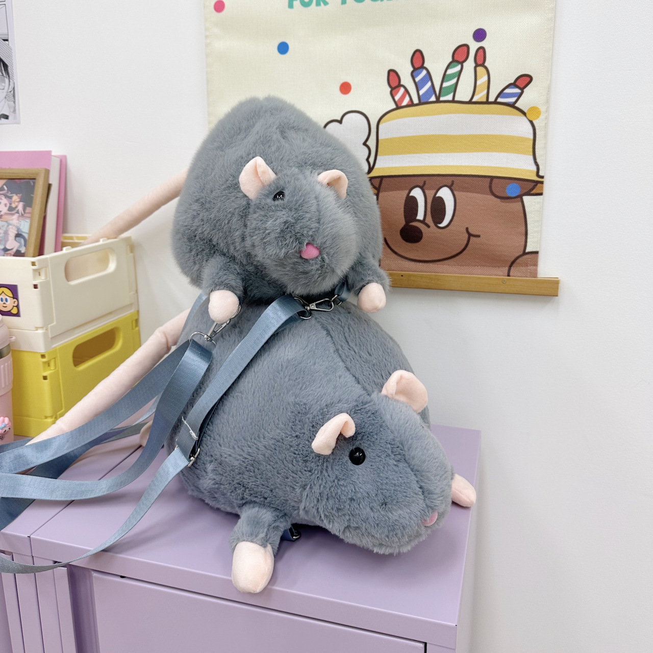 Cute Realistic Mouse Gift Plush Toy Bag Doll Backpack