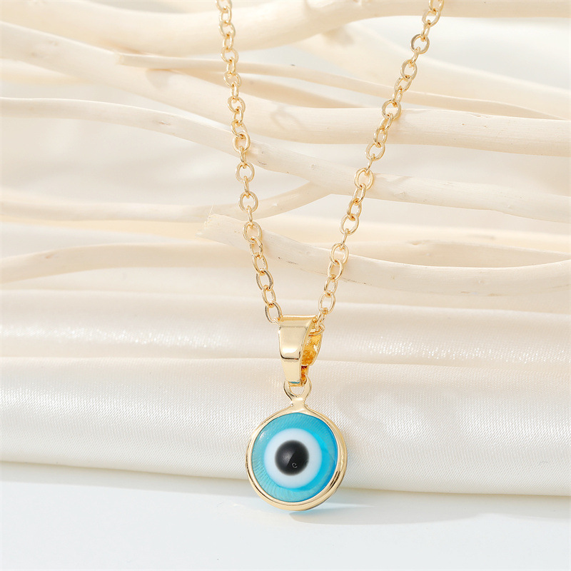 Retro simple color resin Turkish eye necklace demon eye pendant necklacepicture5