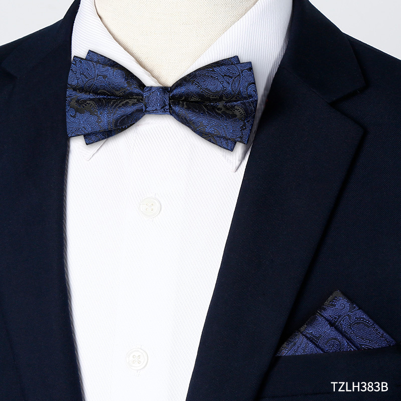 검은 네이비 peris 패턴 (나비 넥타이 포켓 타월)