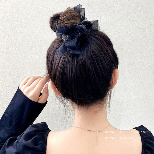 Mesh Ball Ponytail Butterfly Bow Hair Clip Large Chignon Butterfly Pearl Hair Clip Hair Accessory Wholesalers Handmade