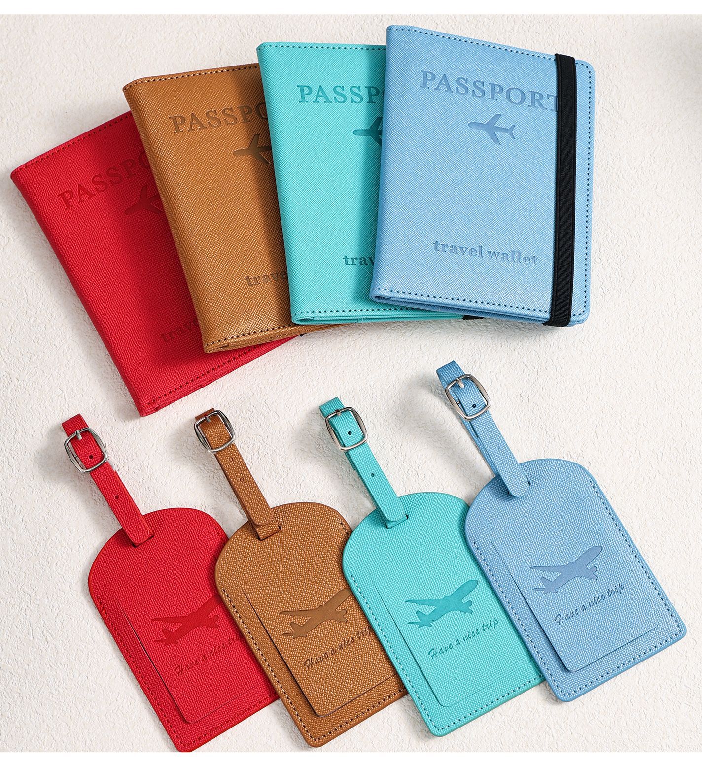 Cross-Border Passport Holder Custom Anti-Theft Anti-Degaussing Multifunctional Passport Holder Passport Bag Luggage Tag Set Logo Printing Available