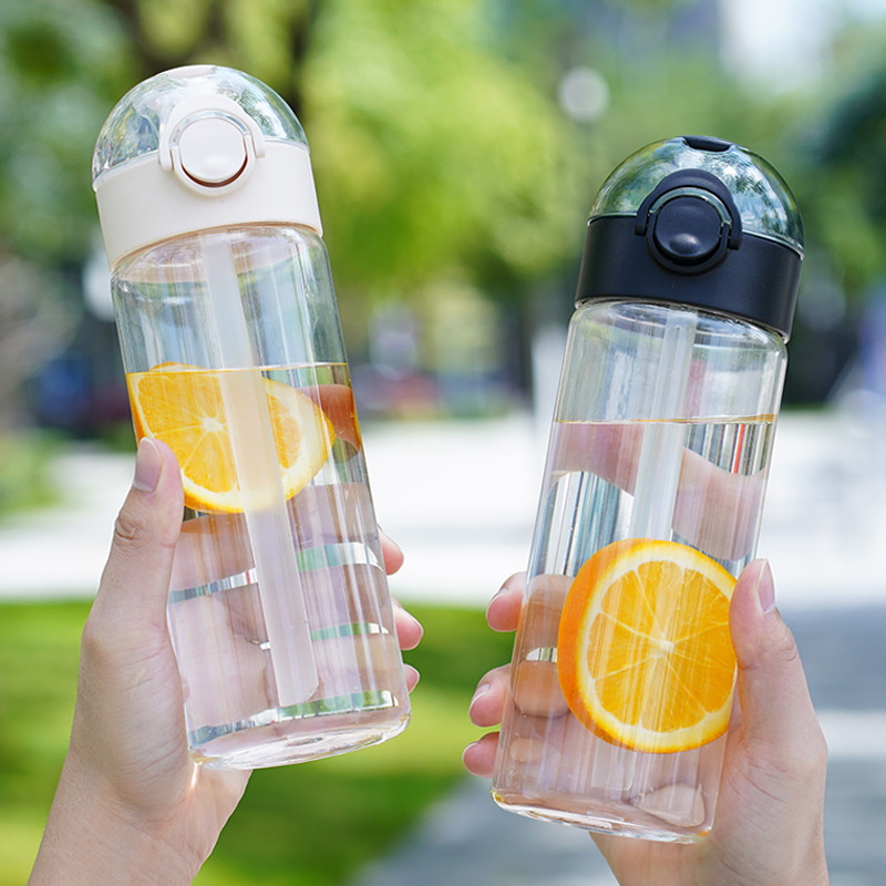 學生彈蓋吸管運動水杯兒童夏季大容量水杯定製塑料簡約戶外水壺