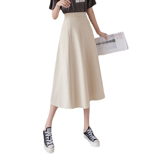 22 Korean Version Compatible Fall Subtle Ins Women Slimming A-line Skirt Semi-skirt High-waist Medium-long Umbrella Skirt Hip