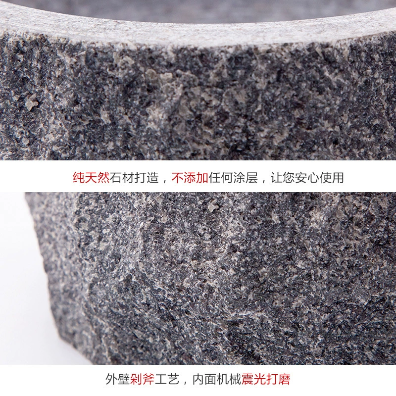Каменная миска (dolsot), натуральная поверхность, диаметр 16–20 см, опция деревянная подставка