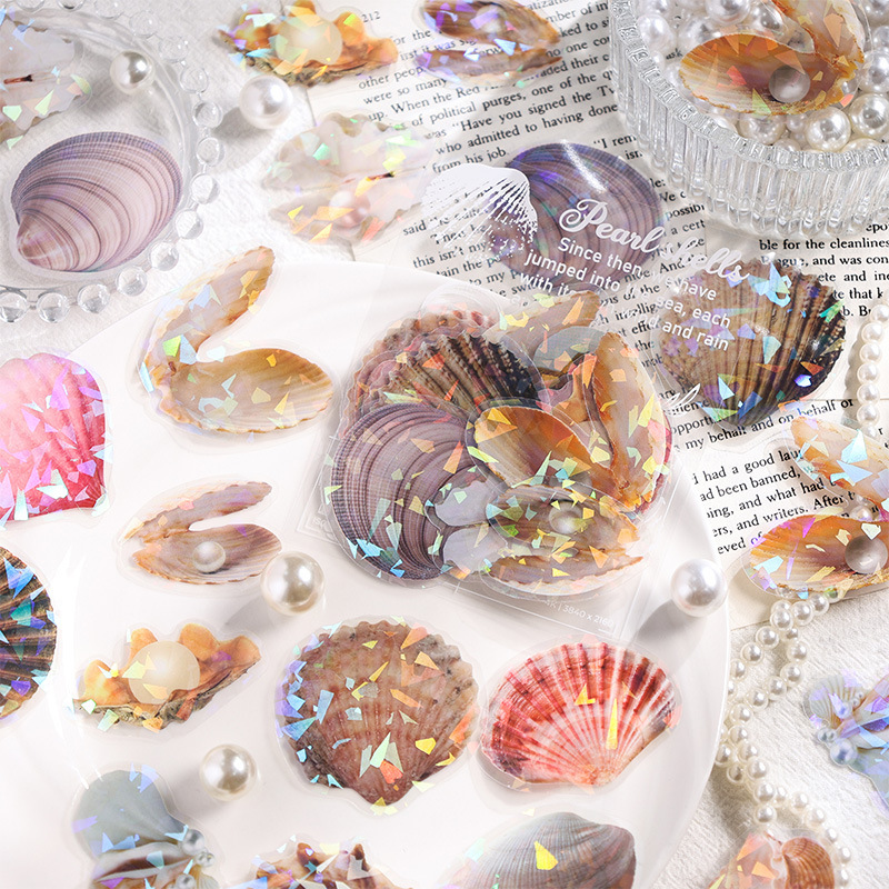 Colección de aguas profundas transparentes pegatinas láser PET impermeables paquetes diy diario diario decoración pegatinas serie marinas pegatinas