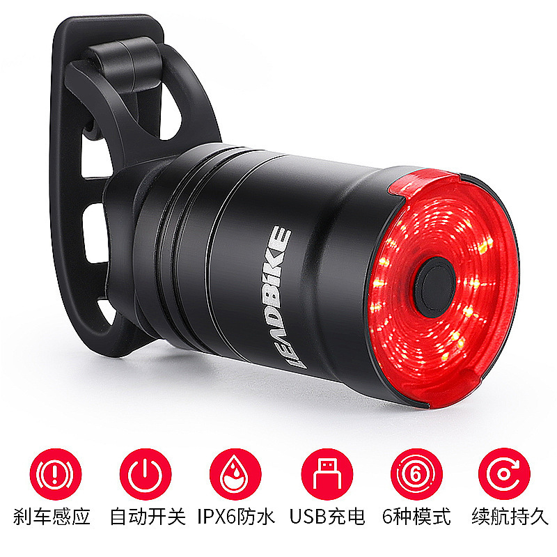 Luz trasera de bicicleta Luz de sensor de freno Luz de bicicleta de montaña de carretera de noche Luz trasera de carga USB Modelo transfronterizo