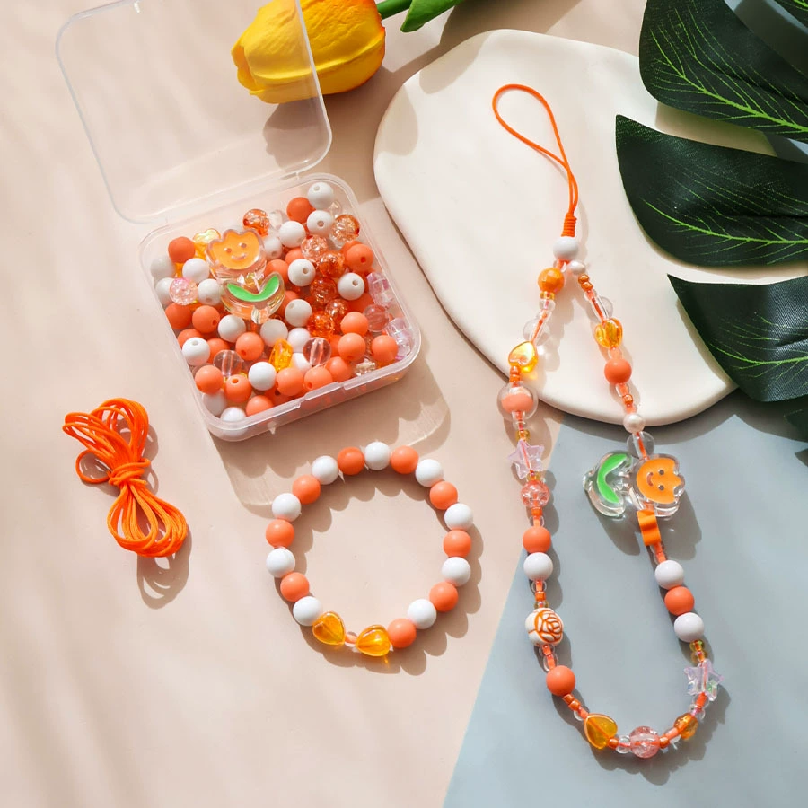 Beaded Bracelet Phone Charm, Mixed Beads Strap, Assorted Colors, 6 cm Pendant