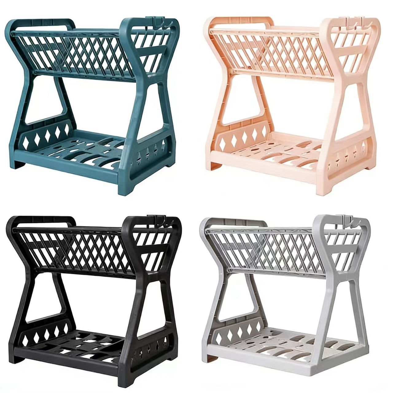 Cross-Border Direct Supply Simple Kitchen Double-Layer Drain Dish Storage Rack Multi-Purpose Storage Rack Dish Rack