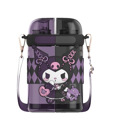 Sanrio Kuroumi sub-warehouse double drinking cup for children and students special water cup 2024 new space cup plastic cup