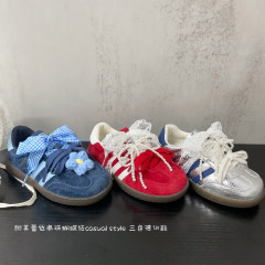 甜美洋气串珠蕾丝蝴蝶结女童淑女风三色德训鞋2025年秋季新品板鞋